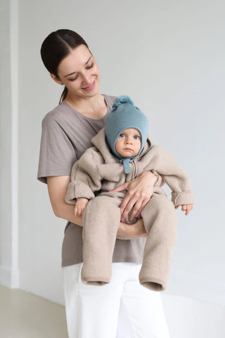 Czapka z wełny merino z wełnianą podszewką dusty mint