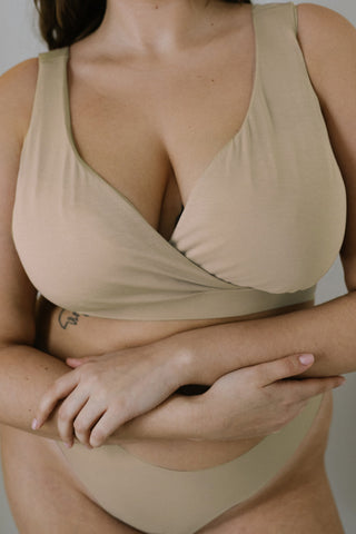 dropless. nieprzemakalny biustonosz do karmienia - soft bra plus - jasny beż