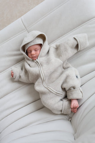 MerinOwca kombinezon niemowlęcy z wełny merino - ivory